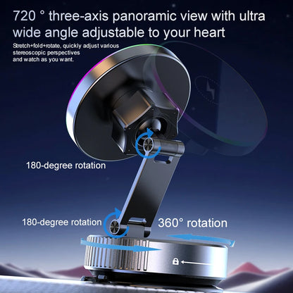 15W Wireless Car Charger Phone Holder with RGB Light