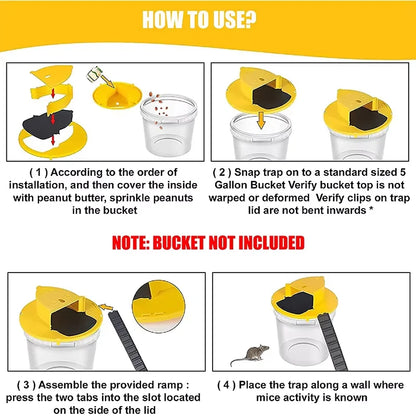 Automatic Reset Bucket Mouse Trap Lid