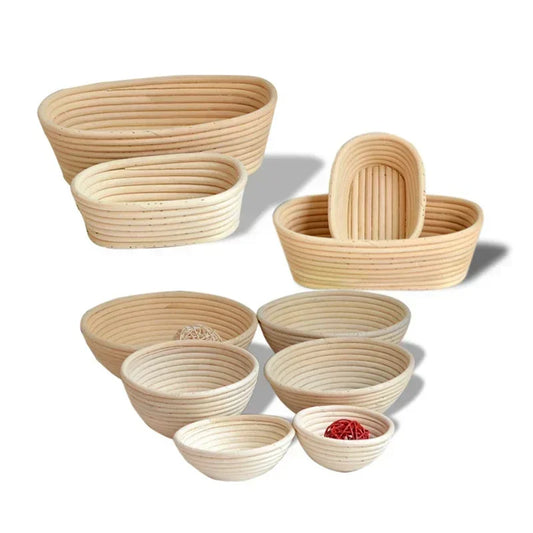 Oval Rattan Banneton Proofing Basket for Sourdough Bread with Washable Linen Liner