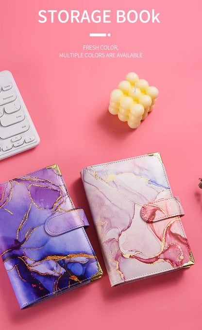 A6 Marble Budget Planner Binder with Cash Envelopes