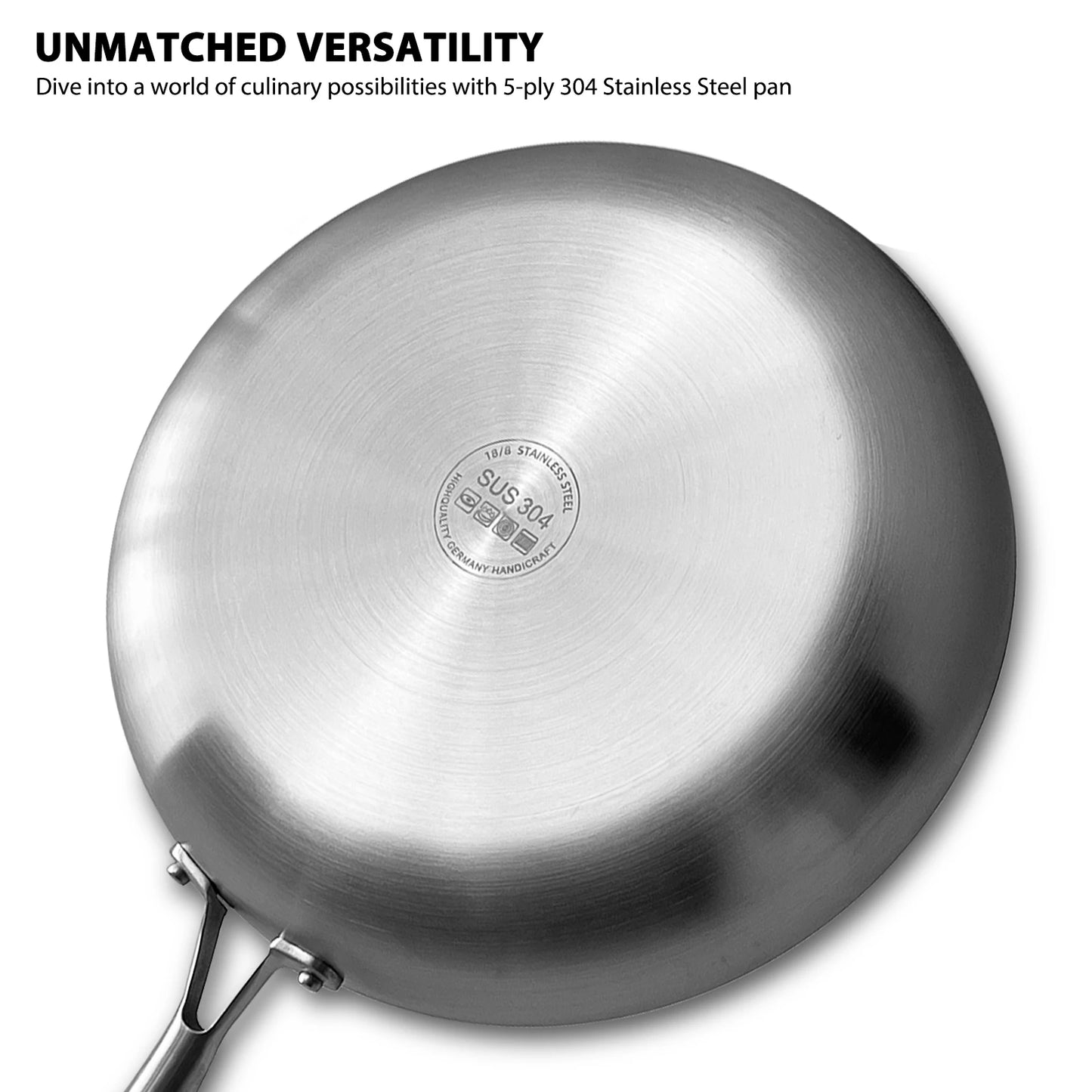 Uncoated Stainless Steel Chef’s Frying Pan – 28cm