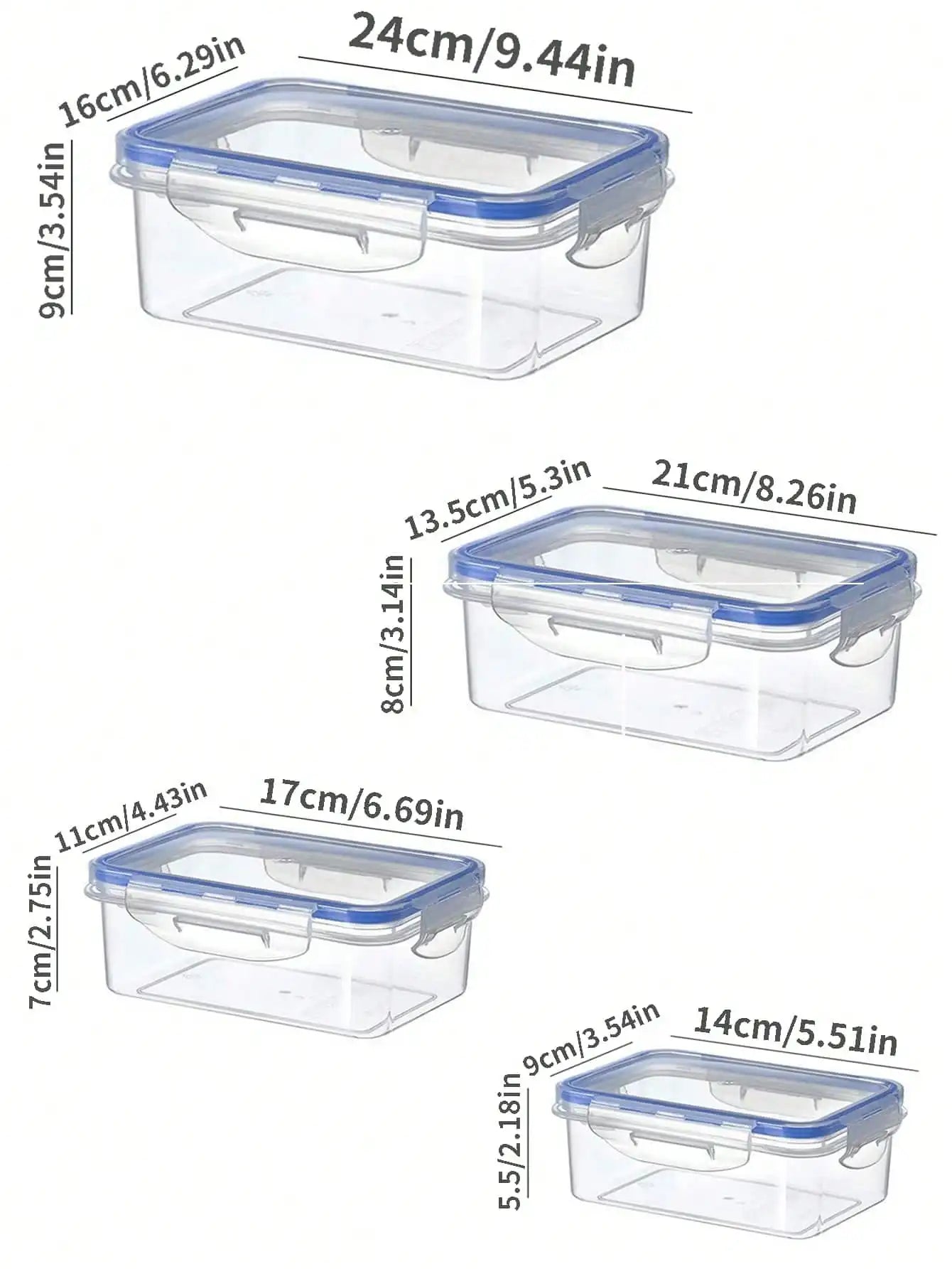 Sealed Rectangular Refrigerator Storage Box With Lid