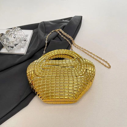 Metallic Acrylic Woven Handbag