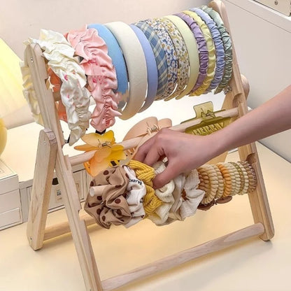 Foldable 3/4-Tier Wooden Jewelry Display Stand
