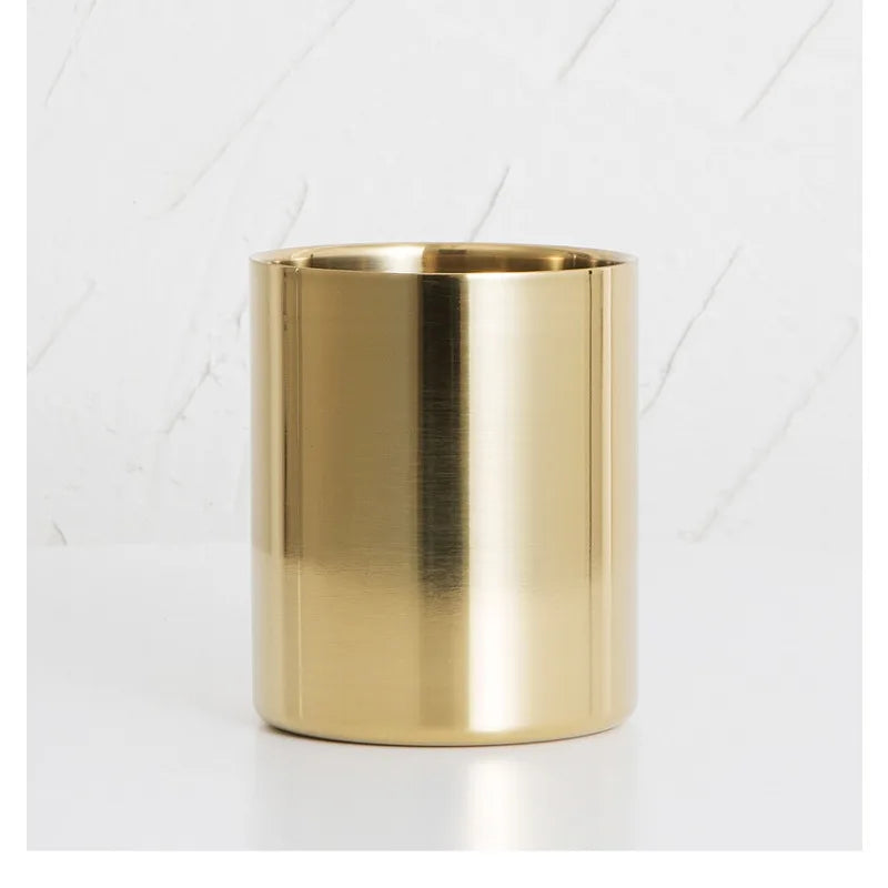 Brass Gold Round Metal Pen Holder