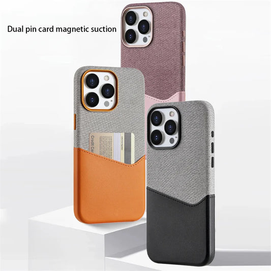 Double Leather Microfiber Magnetic Phone Case For iPhone