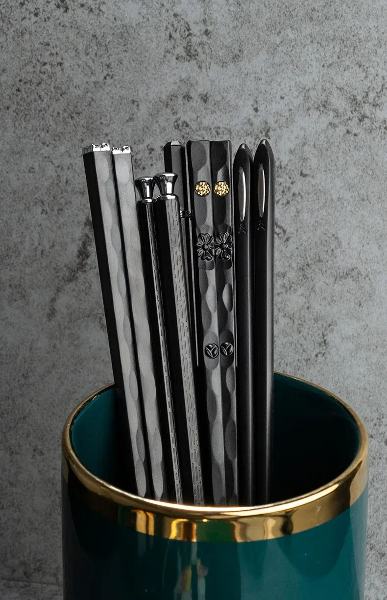 5 Pairs Stainless Steel Non-Slip Chopsticks Set