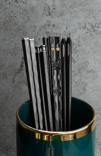 5 Pairs Stainless Steel Non-Slip Chopsticks Set