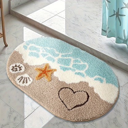 Ocean-Themed Plush Bathroom Mat