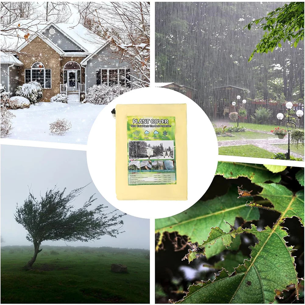 Breathable Winter Plant Protection Cover with Zipper & Drawstring