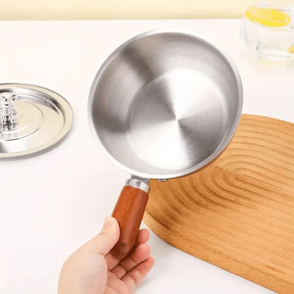 Stainless Steel Milk Pot with Wooden Handle