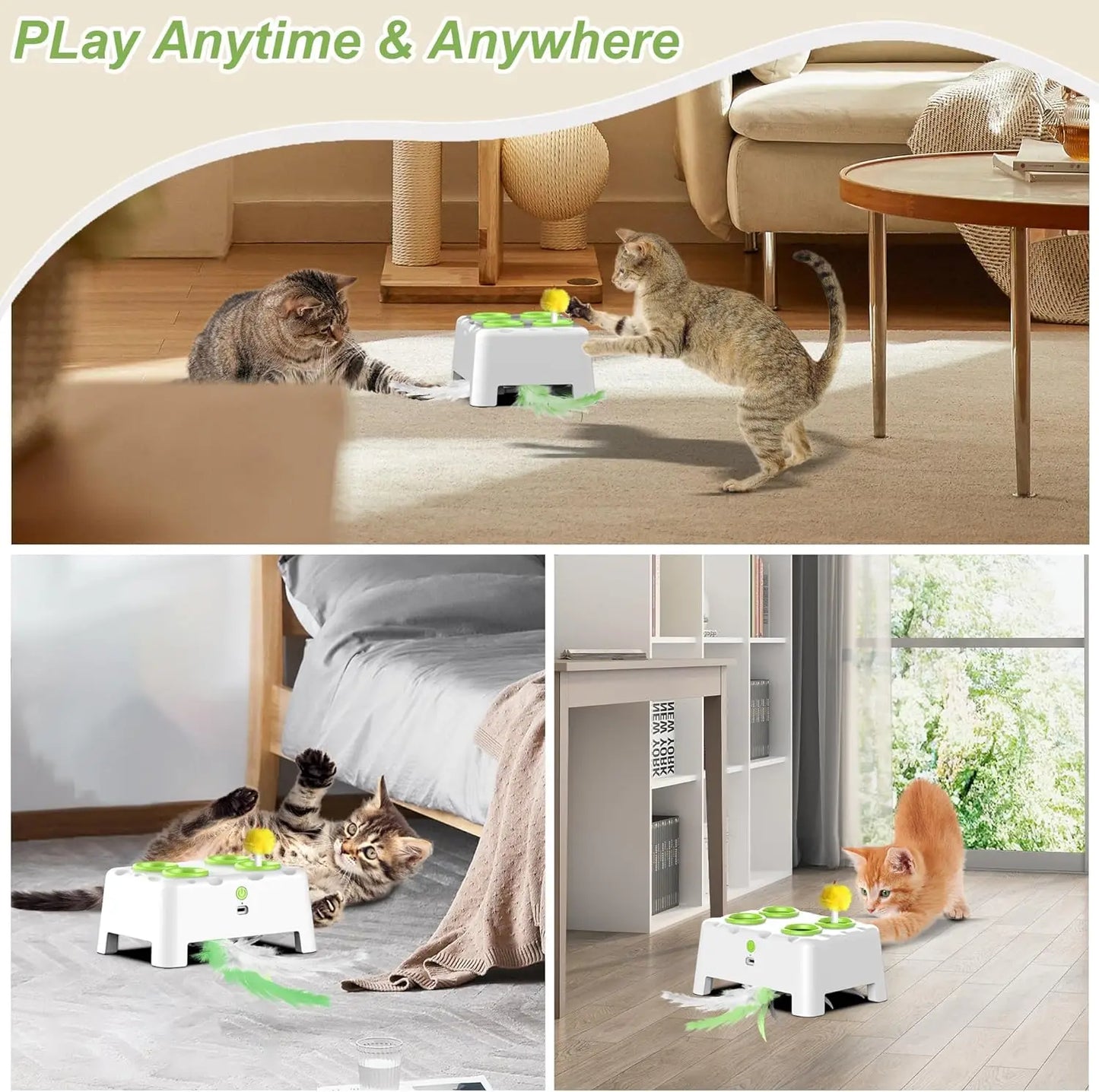 Automatic Whack A Mole Interactive Cat Toy