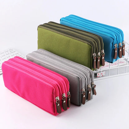 3 Zippers Pencil Case