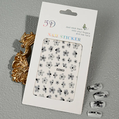 5D Glitter Floral Nail Art Stickers