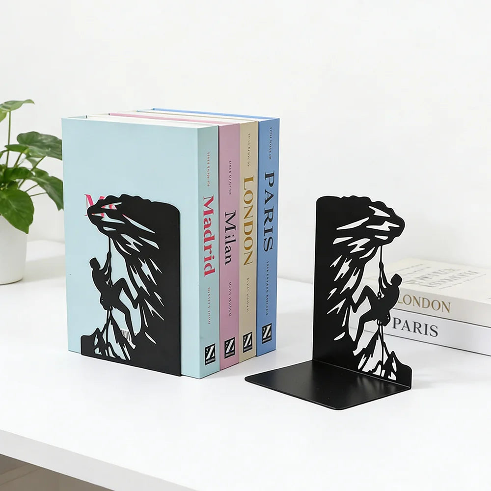 Metal Book Ends – Heavy Duty Non-Skid Book Supports for Shelves
