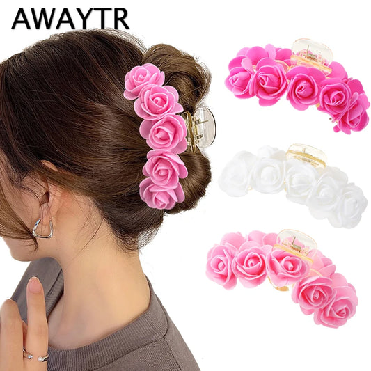 Pink Bubble Flower Hair Claw Clip