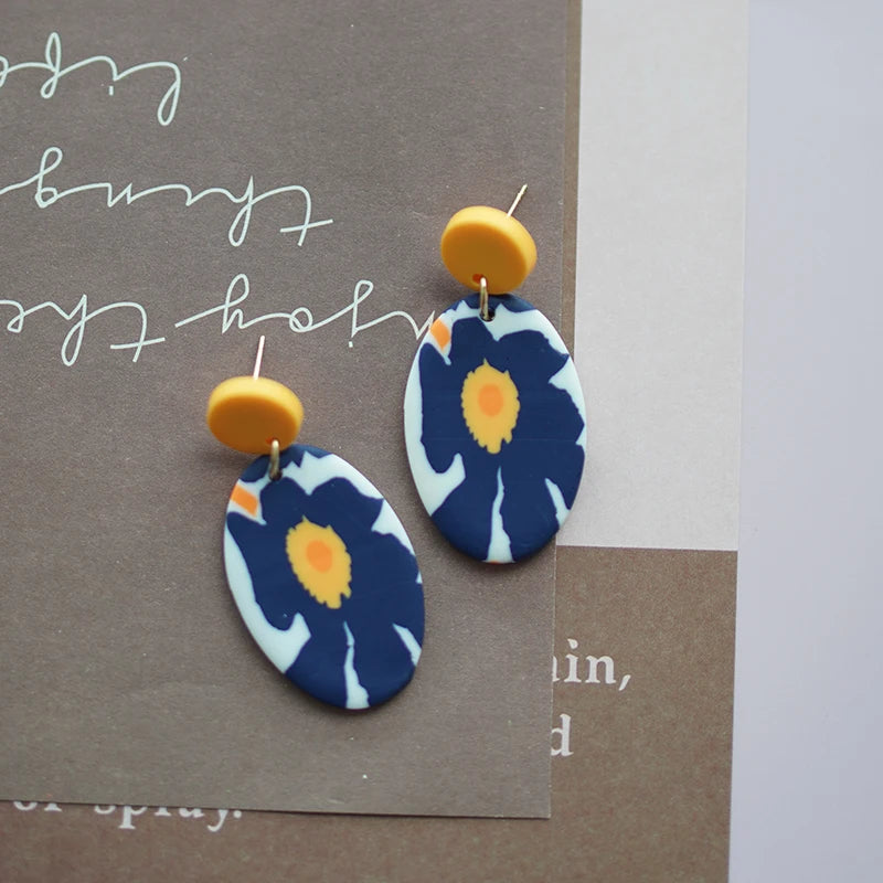 Flower Abstract Art Deco Pattern Earrings