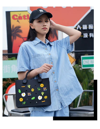 Waterproof EVA Tote Bag with Charm Holes