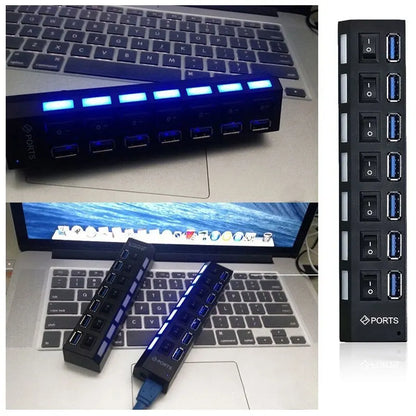 7-Port USB 2.0 Hub with Individual Power Switches