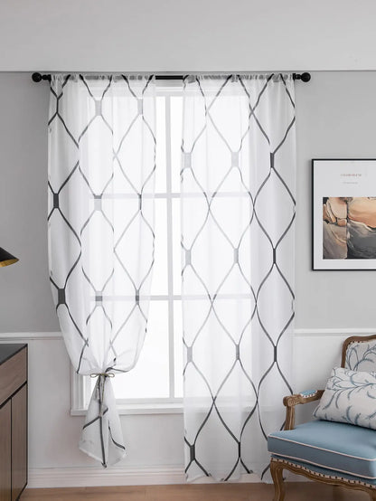 White Sheer Mesh Curtains