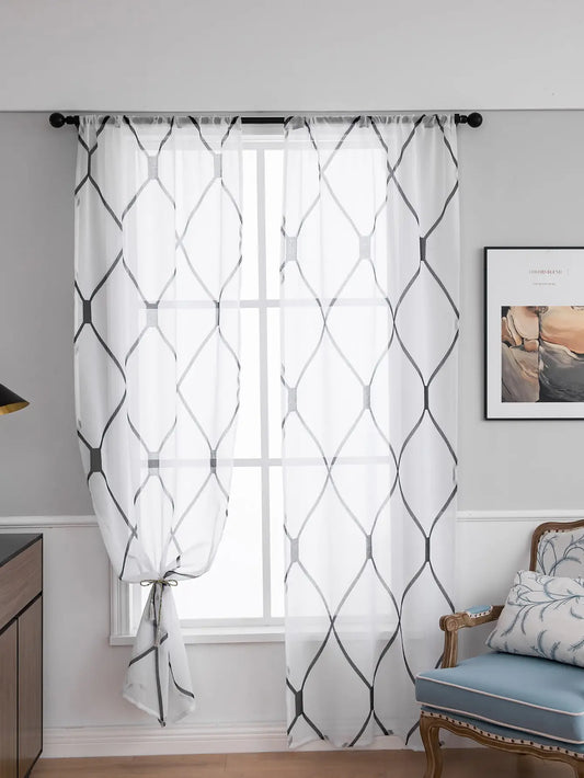 White Sheer Mesh Curtains