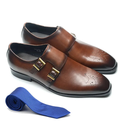 Italian Style Luxury Genuine Leather Monk Strap