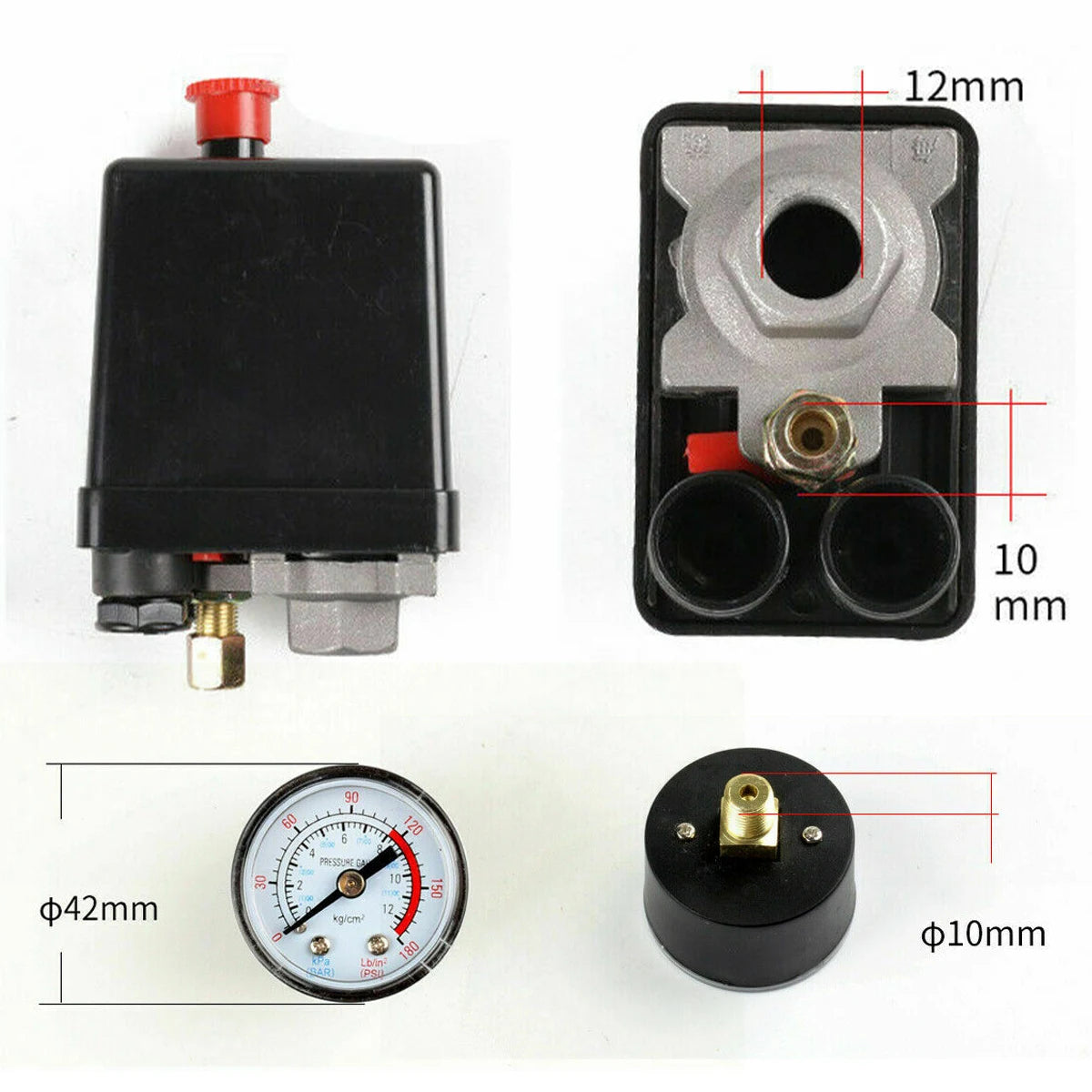 Air Compressor Pressure Switch with Regulator & Gauges