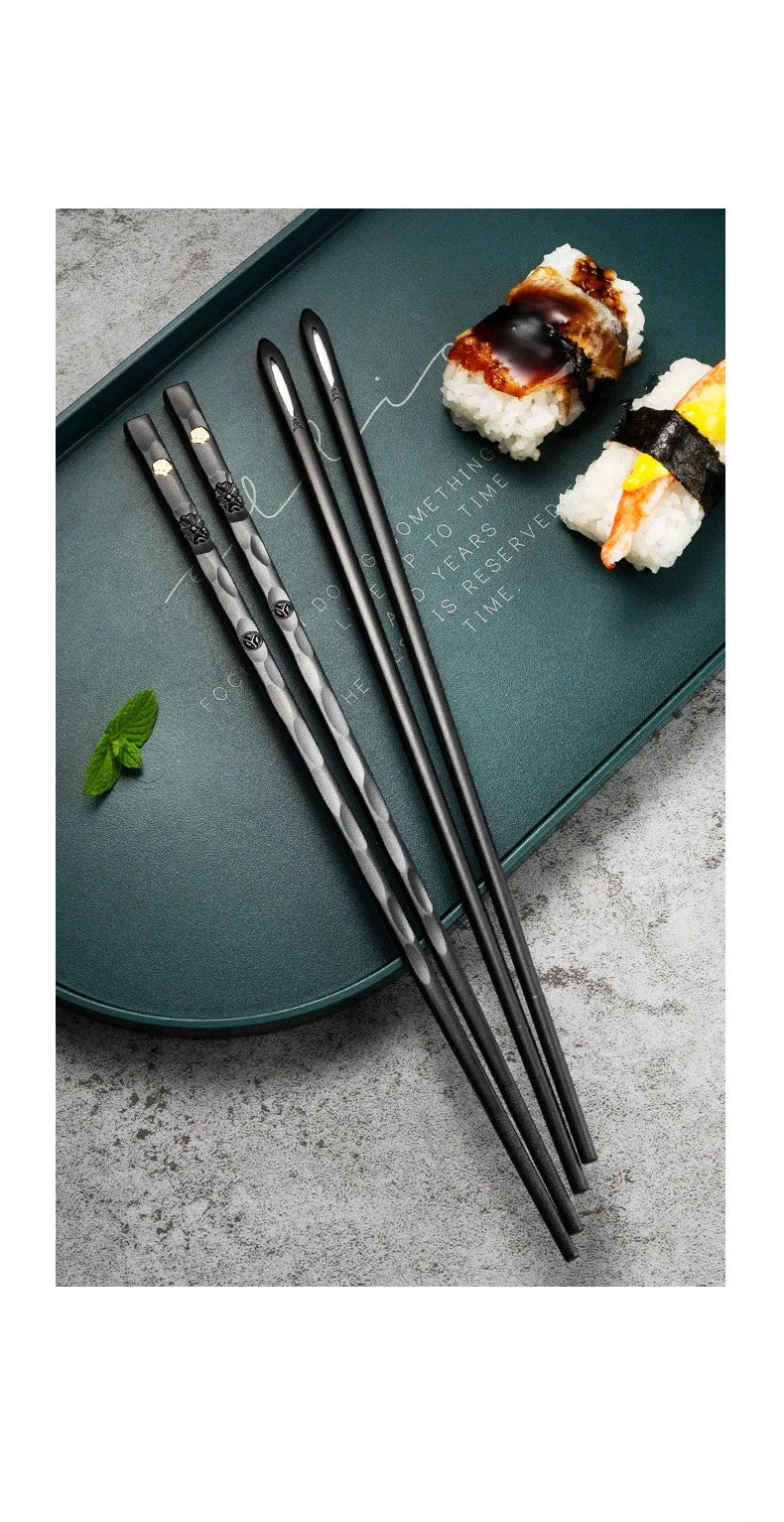 5 Pairs Stainless Steel Non-Slip Chopsticks Set
