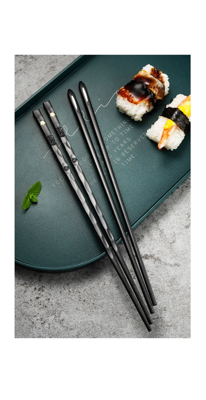 5 Pairs Stainless Steel Non-Slip Chopsticks Set