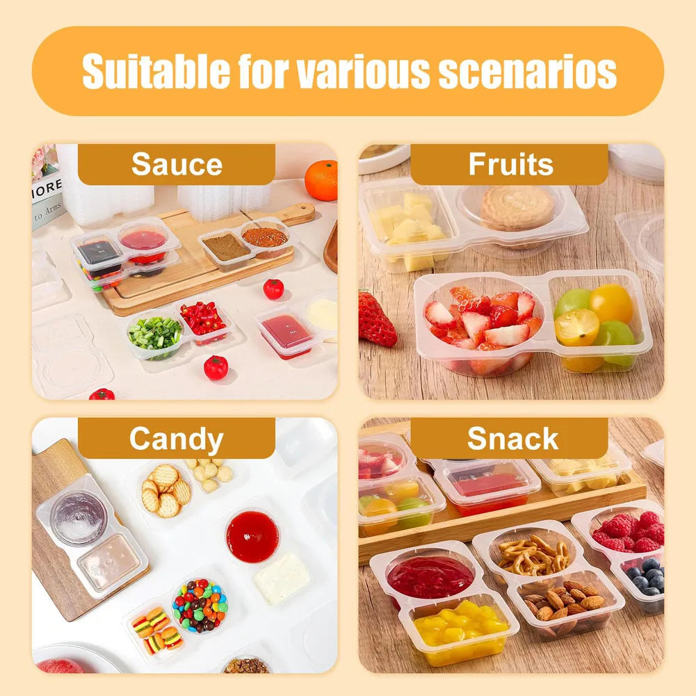 Dual Compartment Condiment Containers with Lids