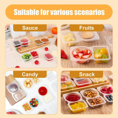 Dual Compartment Condiment Containers with Lids