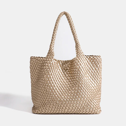 Woven PU Leather Tote Bag with Coin Purse