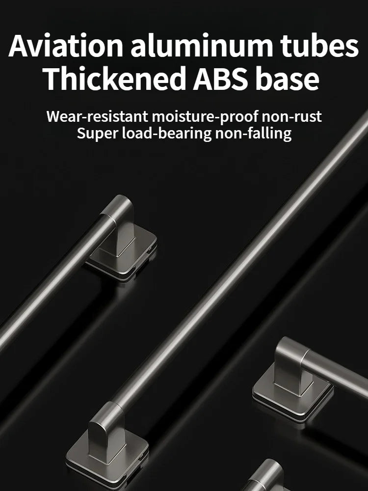 No-Drill Adhesive Bathroom Towel Bar & Rack