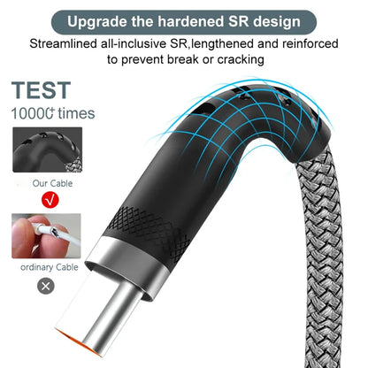 66W 6A Ultra Long USB Type C Fast Charger Cord For Samsung S24 Xiaomi Huawei