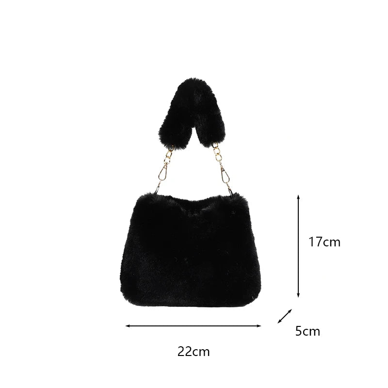Pearl Chain Plush Shoulder Bag