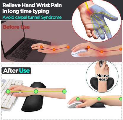 Ergonomic Keyboard & Mouse Wrist Rest Set
