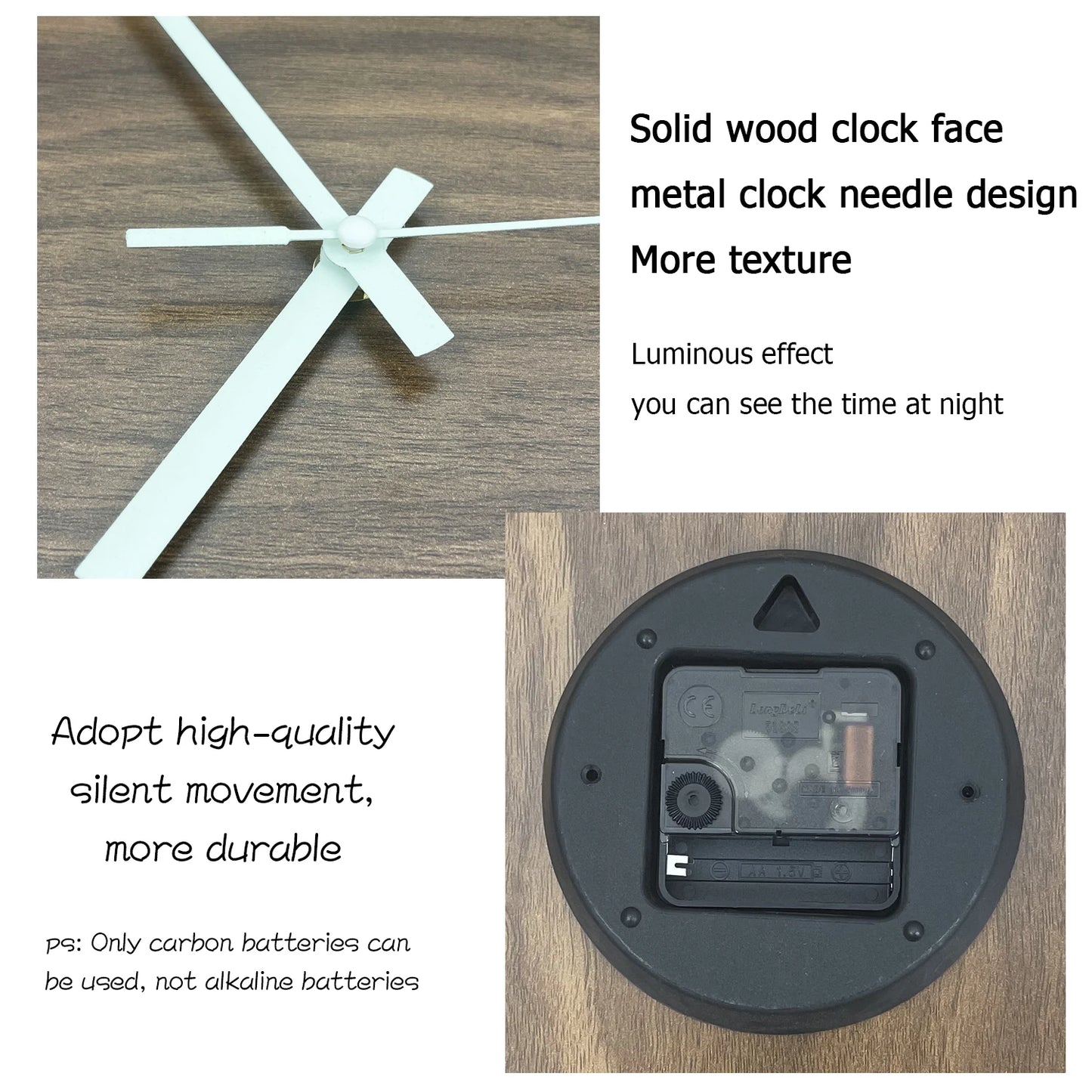 Wooden Glow-in-the-Dark Wall Clock