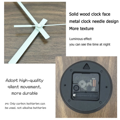 Wooden Glow-in-the-Dark Wall Clock
