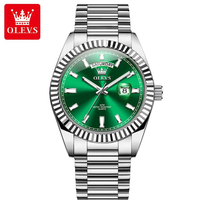OLEVS Men's Rose Gold Stainless Steel Quartz Watch