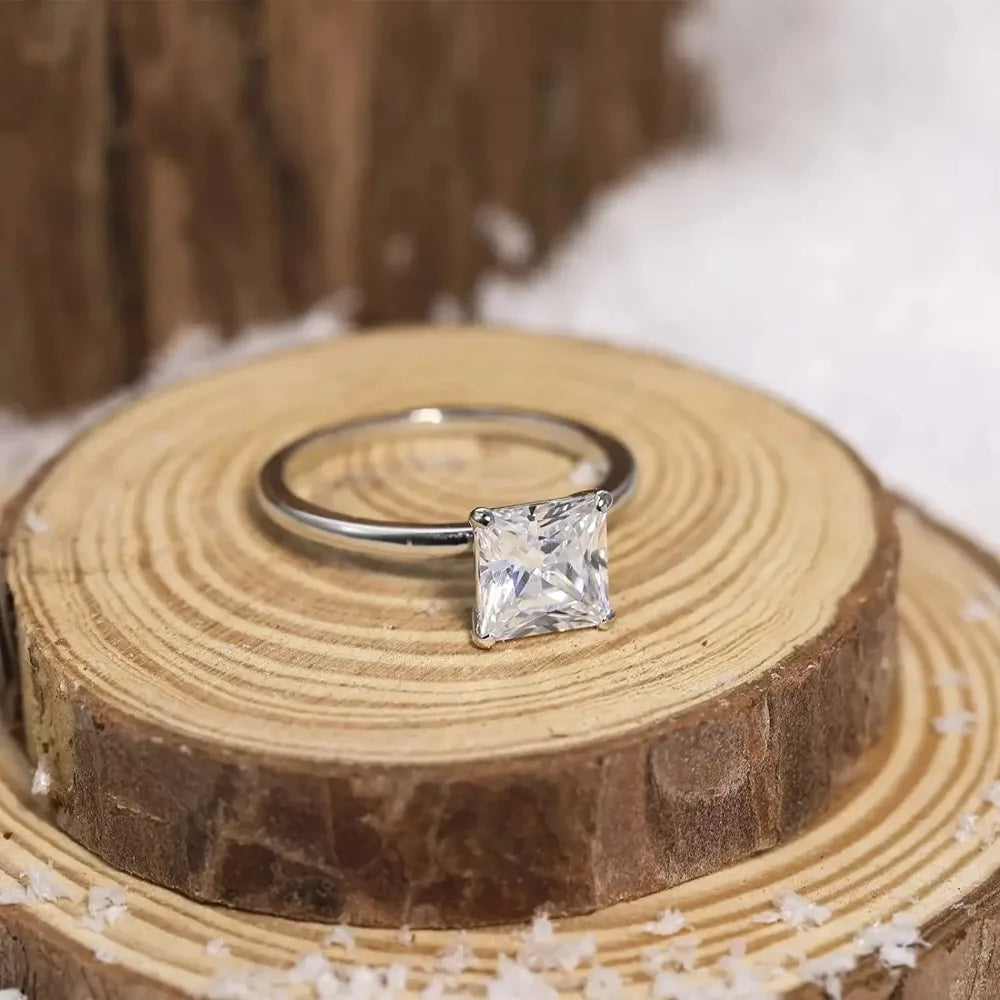 2CT Real 925 Sterling Silver Engagement Ring