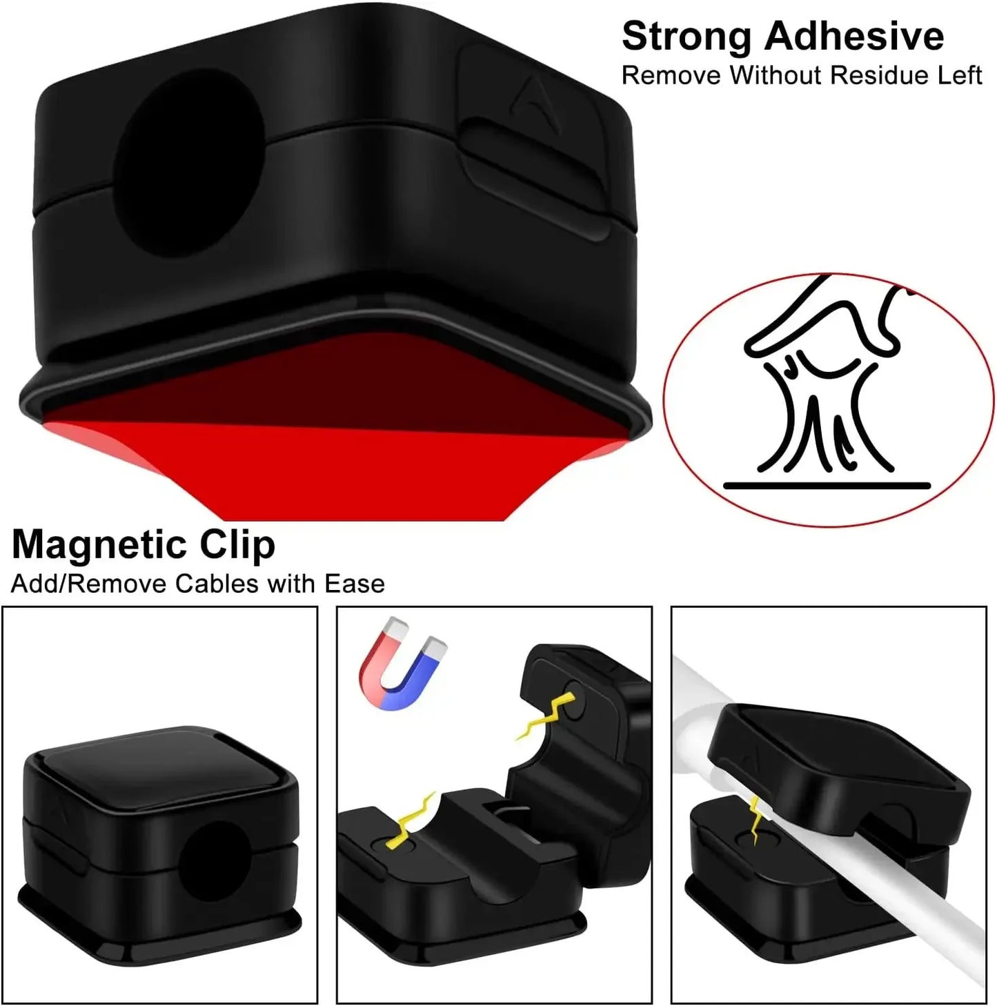 Magnetic Cable Clips & Cord Organiser Set