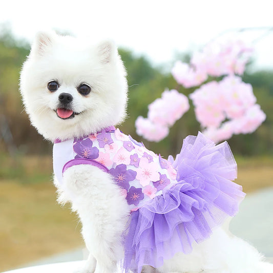 Dog Tutu Dress – Floral Summer Pet Skirt Outfit
