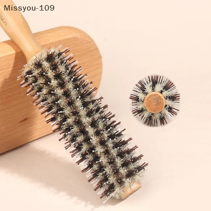 Natural Boar Bristle Wooden Round Hair Brush