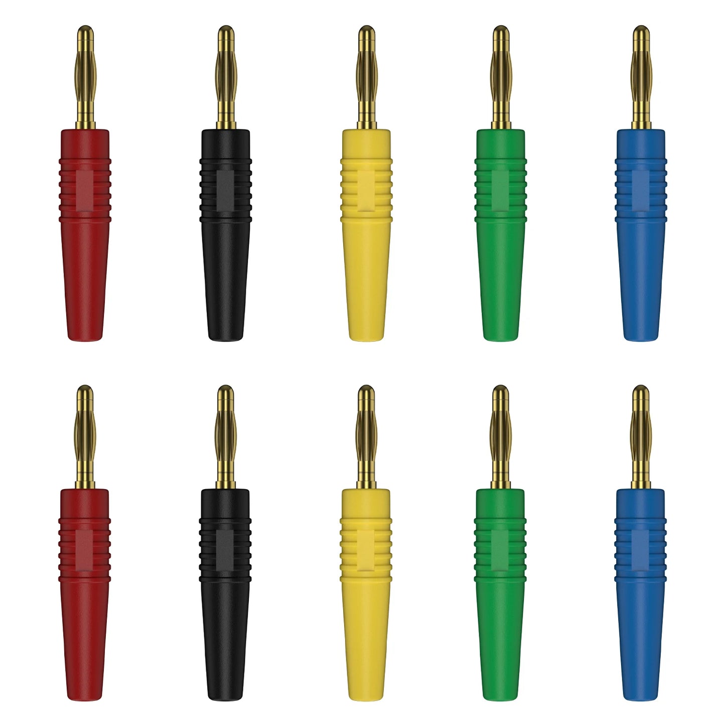 10-Pack 2mm Gold-Plated Banana Plug Connectors