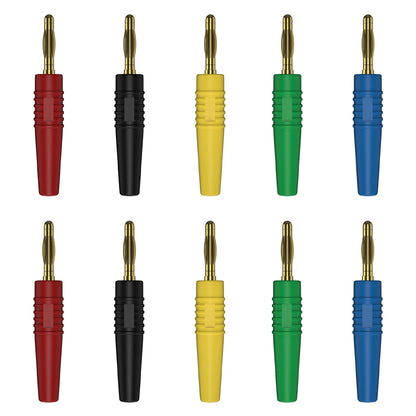 10-Pack 2mm Gold-Plated Banana Plug Connectors