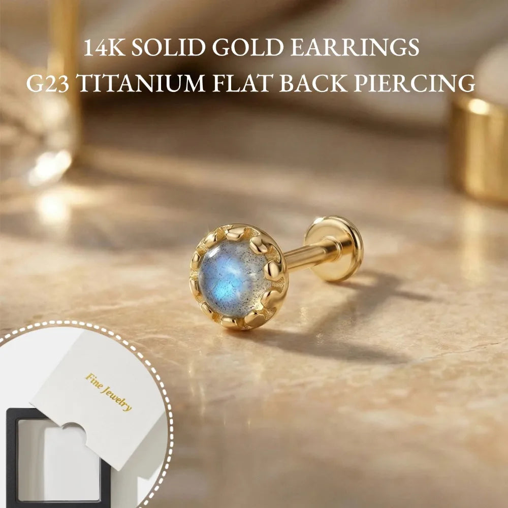 14K Solid Gold Cartilage Stud Earrings