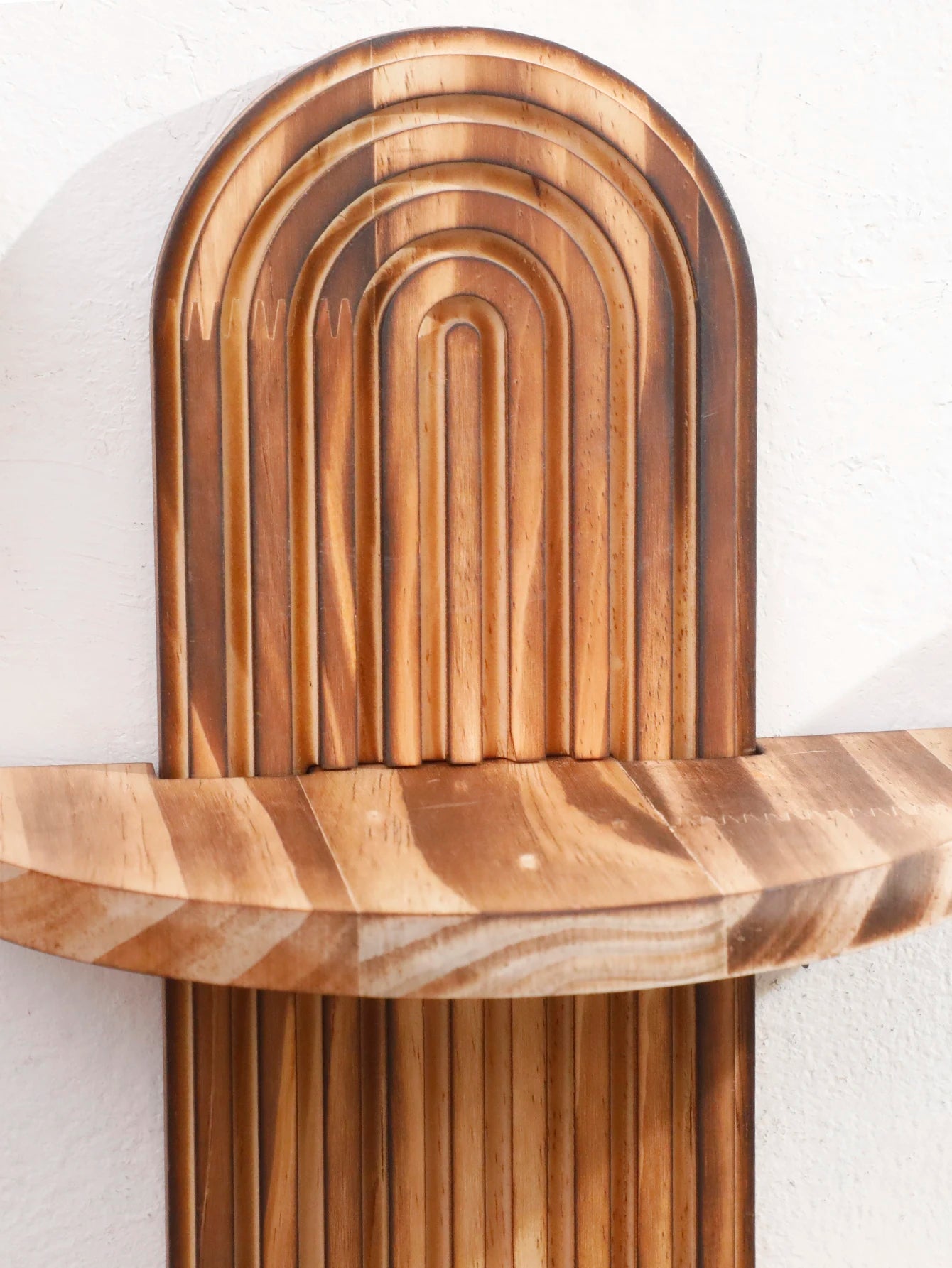 Geometric Natural Wood Wall Mounted Display Shelf
