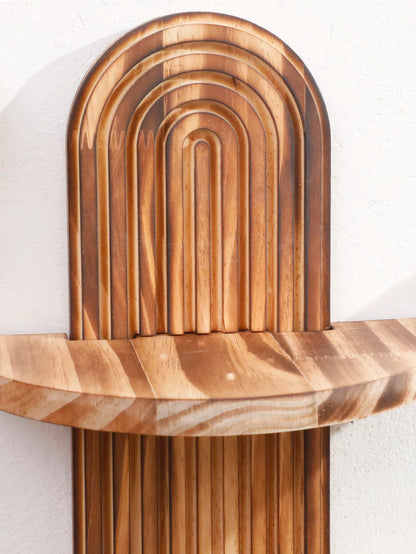 Geometric Natural Wood Wall Mounted Display Shelf