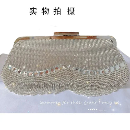 Rhinestone Tassel Handle Evening Bag