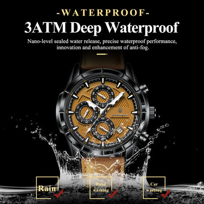 Men's Leather Quartz Chronograph Watch